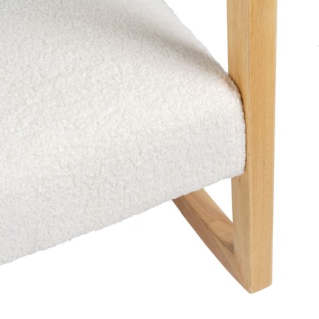 Sedia a Dondolo Bianco Naturale Legno d'albero della gomma Tessuto 60