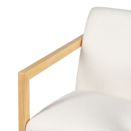 Sedia a Dondolo Bianco Naturale Legno d'albero della gomma Tessuto 60