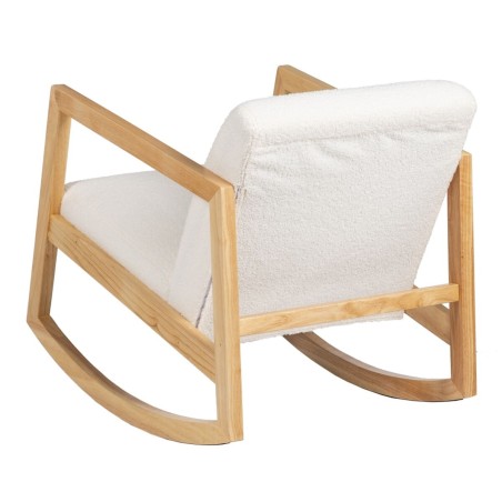 Fauteuil à Bascule Blanc Naturel Bois d'hévéa Tissu 60 x 83 x 72 cm