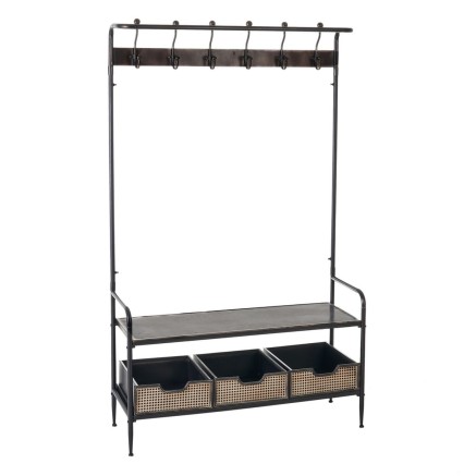 Zijtafel met lades BRICK Kapstok Bruin Zwart Ijzer 111 x 37 x 185 cm