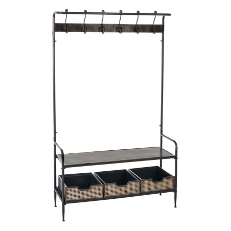 Ingresso con Cassetti BRICK Appendiabiti Marrone Nero Ferro 111 x 37 x