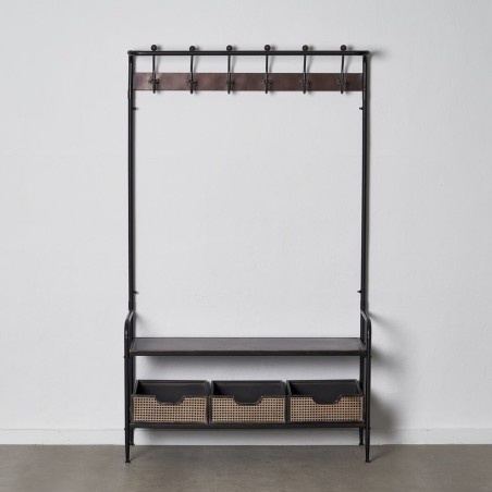 Hall Table with Drawers BRICK Coat rack Brown Black Iron 111 x 37 x 18