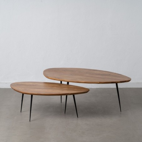 Satz mit 2 Tischen Schwarz natürlich 110 x 63 x 40 cm (2 Stück)