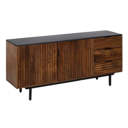 Credenza ABNER Marrone Nero Ferro Legno di mango 160 x 40 x 75 cm