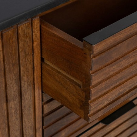 Buffet ABNER Marron Noir Fer Bois de manguier 160 x 40 x 75 cm