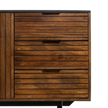 Buffet ABNER Marron Noir Fer Bois de manguier 160 x 40 x 75 cm