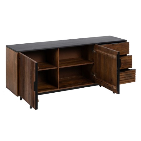 Buffet ABNER Marron Noir Fer Bois de manguier 160 x 40 x 75 cm