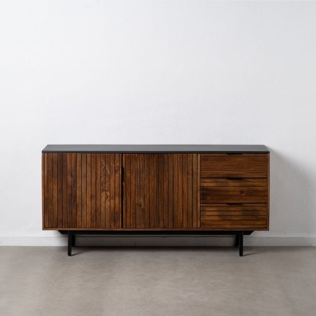 Buffet ABNER Marron Noir Fer Bois de manguier 160 x 40 x 75 cm