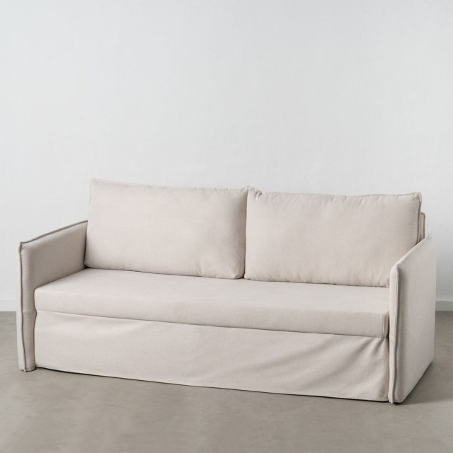 Sofa Beige Polyester Linnen 210 x 93 x 95 cm