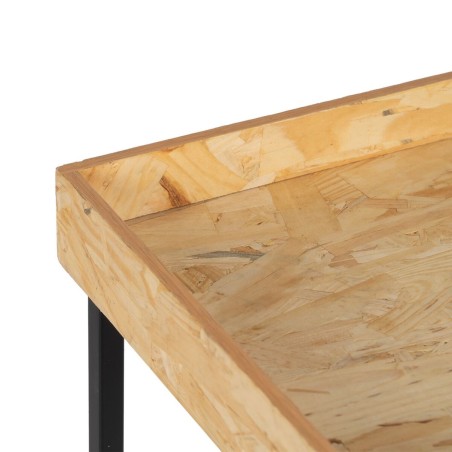 Set of 3 tables Black Natural Iron MDF Wood 57,5 x 37,5 x 67,5 cm (3 U