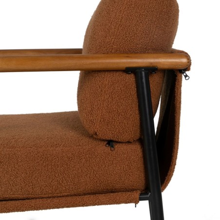 Poltrona Marrone Nero Legno d'albero della gomma Tessuto 70 x 76 x 81