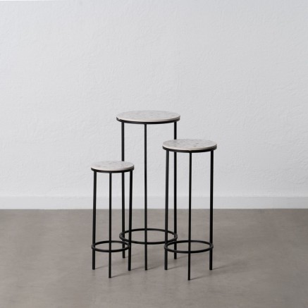 Juego de 3 mesas Negro Gris Hierro 30 x 30 x 71 cm (3 Unidades) 2