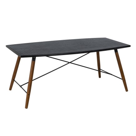 Table de Salle à Manger OSLO Noir Naturel Bois Fer Bois MDF 179 x 90