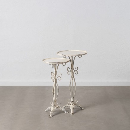 Set of 2 tables Cream Iron 40 x 40 x 77 cm (2 Units) 2