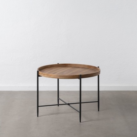 Table Basse Noir Naturel 80 x 80 x 55 cm 2