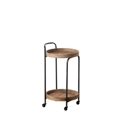 Carrello da Cucina Nero Naturale Ferro Legno di abete 42 x 40,5 x 74 c
