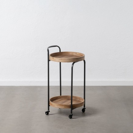 Carrello da Cucina Nero Naturale Ferro Legno di abete 42 x 40,5 x 74 c 2