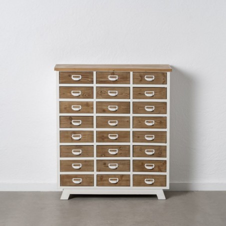 Cassettiera Bianco Beige Ferro Legno di abete 94 x 35 x 108 cm
