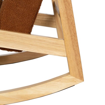 Sedia a Dondolo Marrone Beige Legno d'albero della gomma Tessuto 60 x 2
