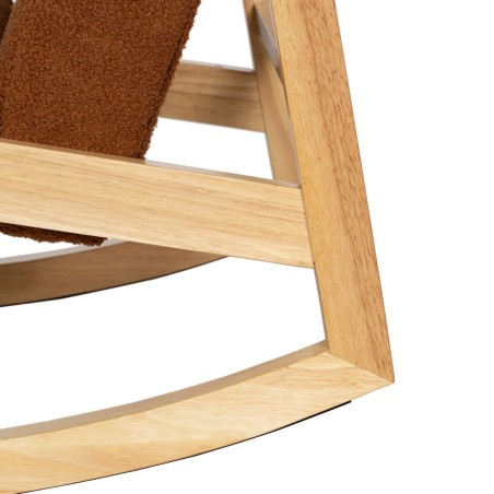 Fauteuil à Bascule Marron Beige Bois d'hévéa Tissu 60 x 83 x 72 cm