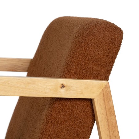 Fauteuil à Bascule Marron Beige Bois d'hévéa Tissu 60 x 83 x 72 cm