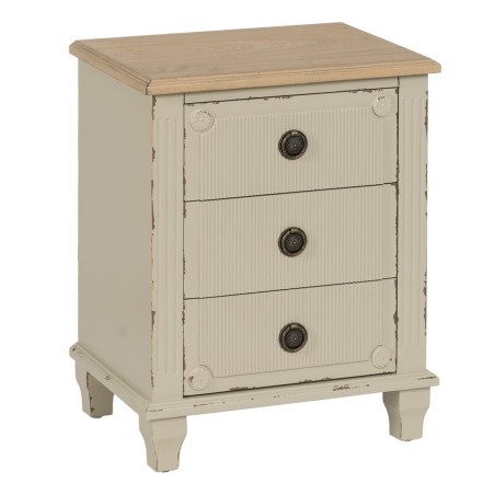 Mesita de Noche Crema Natural Madera de abeto Madera MDF 48 x 36 x 61
