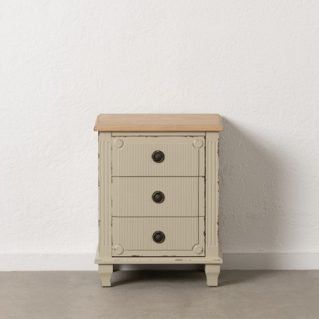 Mesita de Noche Crema Natural Madera de abeto Madera MDF 48 x 36 x 61