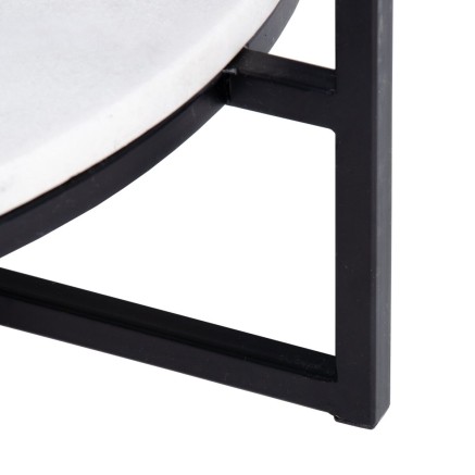 Table Basse Blanc Noir Verre Marbre Fer 80 x 80 x 46,5 cm 2
