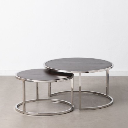 Jeu de 2 tables Marron Argenté 75 x 75 x 41 cm (2 Unités) 2
