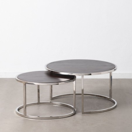 Set of 2 tables Brown Silver 75 x 75 x 41 cm (2 Units)