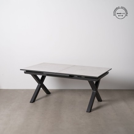 Esstisch Weiß Schwarz aus Keramik Aluminium Kristall 180 x 100 x 77 c