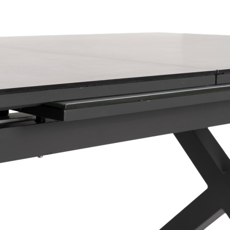 Mesa de Comedor Blanco Negro Cerámica Aluminio Cristal 180 x 100 x 77