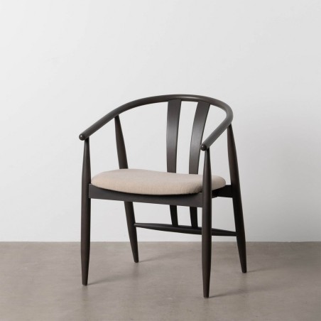 Sedia da Sala da Pranzo Nero Beige 56,5 x 57 x 76 cm