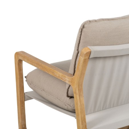 Leunstoel Beige Natuurlijk Rubberwood Spons Essenhout Foam 65 x 69 x 8