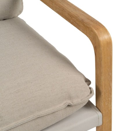 Leunstoel Beige Natuurlijk Rubberwood Spons Essenhout Foam 65 x 69 x 8