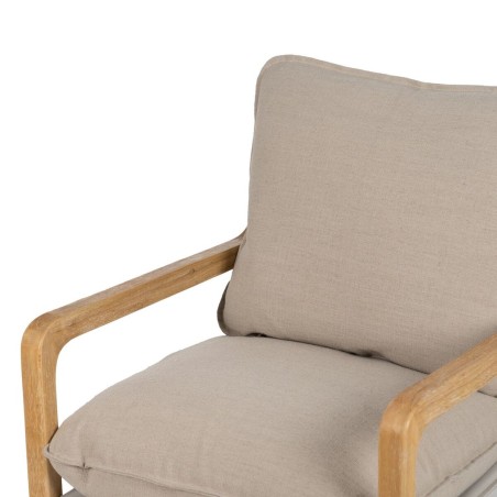 Leunstoel Beige Natuurlijk Rubberwood Spons Essenhout Foam 65 x 69 x 8