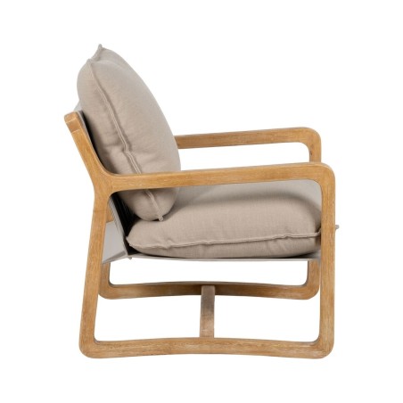 Leunstoel Beige Natuurlijk Rubberwood Spons Essenhout Foam 65 x 69 x 8
