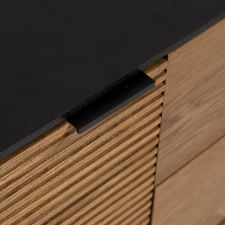 Dressoir ORLEANS Zwart Natuurlijk Ijzer Hout MDF 164 x 40 x 75 cm