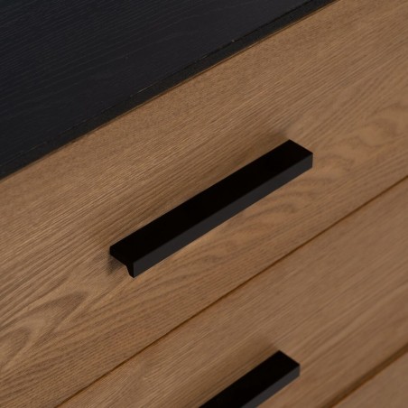 Dressoir ORLEANS Zwart Natuurlijk Ijzer Hout MDF 164 x 40 x 75 cm