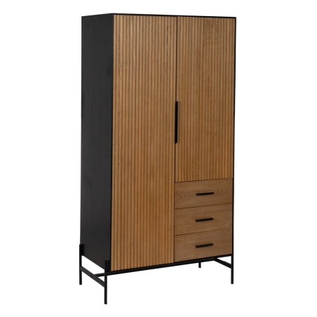 Dressoir ORLEANS Zwart Natuurlijk Ijzer Hout MDF 104 x 53 x 203 cm
