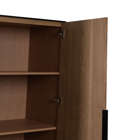 Dressoir ORLEANS Zwart Natuurlijk Ijzer Hout MDF 104 x 53 x 203 cm
