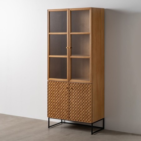 Stand Espositore MARIGNI Nero Naturale Cristallo Ferro Legno MDF 84,5