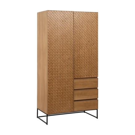 Anrichte MARIGNI Schwarz natürlich Eisen Holz MDF 98,5 x 55 x 199,5 c