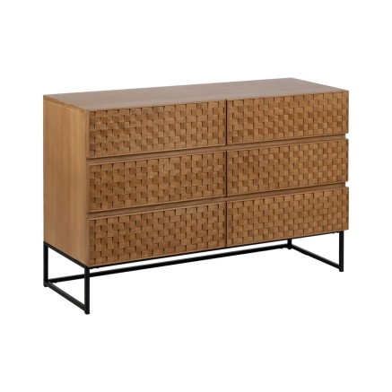 Schubladenschrank MARIGNI Schwarz natürlich Eisen Holz MDF 118 x 42 x