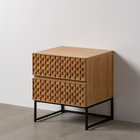 Nachtkastje MARIGNI Zwart Natuurlijk Ijzer Essenhout Hout MDF 51,5 x 4