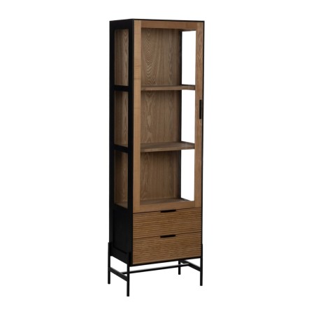 Display Stand ORLEANS Black Natural Crystal Iron MDF Wood 61 x 40 x 19