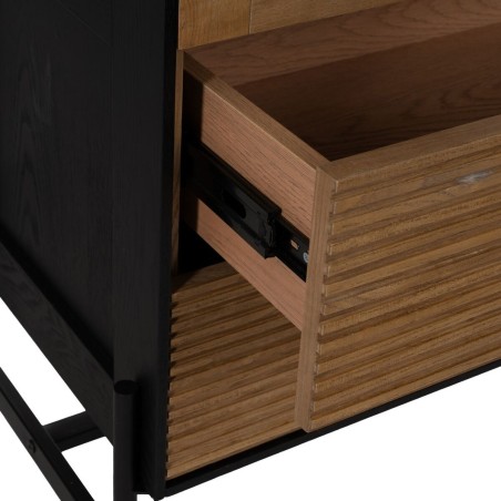 Display Stand ORLEANS Black Natural Crystal Iron MDF Wood 61 x 40 x 19