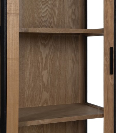 Display Stand ORLEANS Black Natural Crystal Iron MDF Wood 61 x 40 x 19