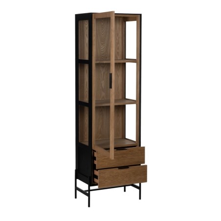 Display Stand ORLEANS Black Natural Crystal Iron MDF Wood 61 x 40 x 19