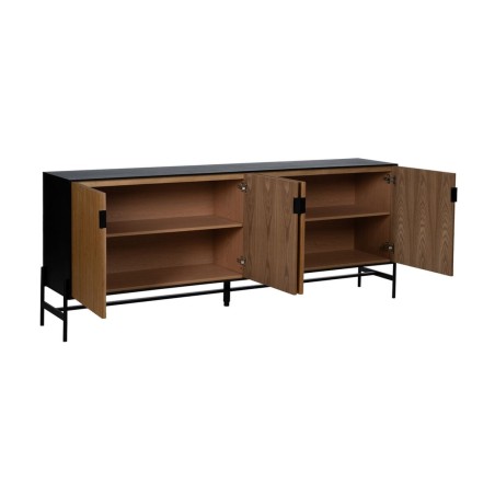 Dressoir ORLEANS Zwart Natuurlijk Ijzer Hout MDF 204 x 40 x 81,5 cm